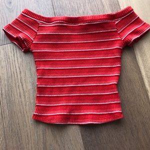 Urban Outfitters Red and white off shoulder top